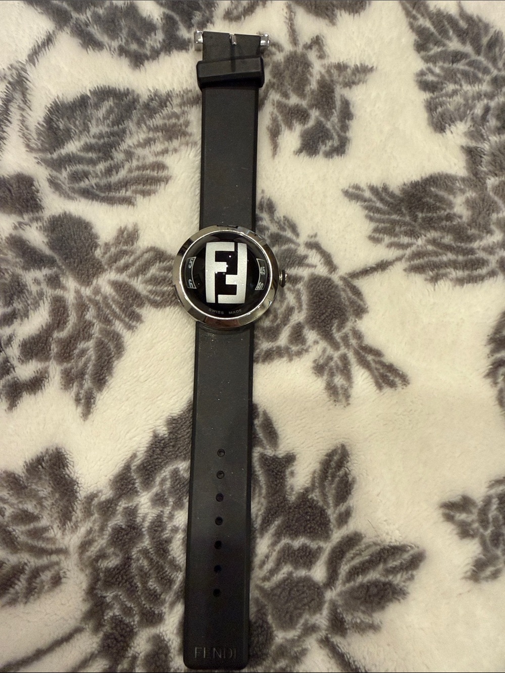 Fendi Black & Silver Logo Dial Men's Watch